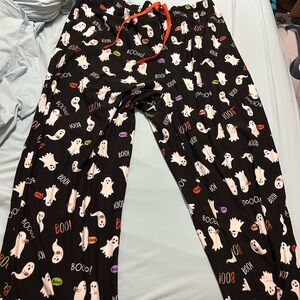 Halloween Ghost Pajama Pants - Black